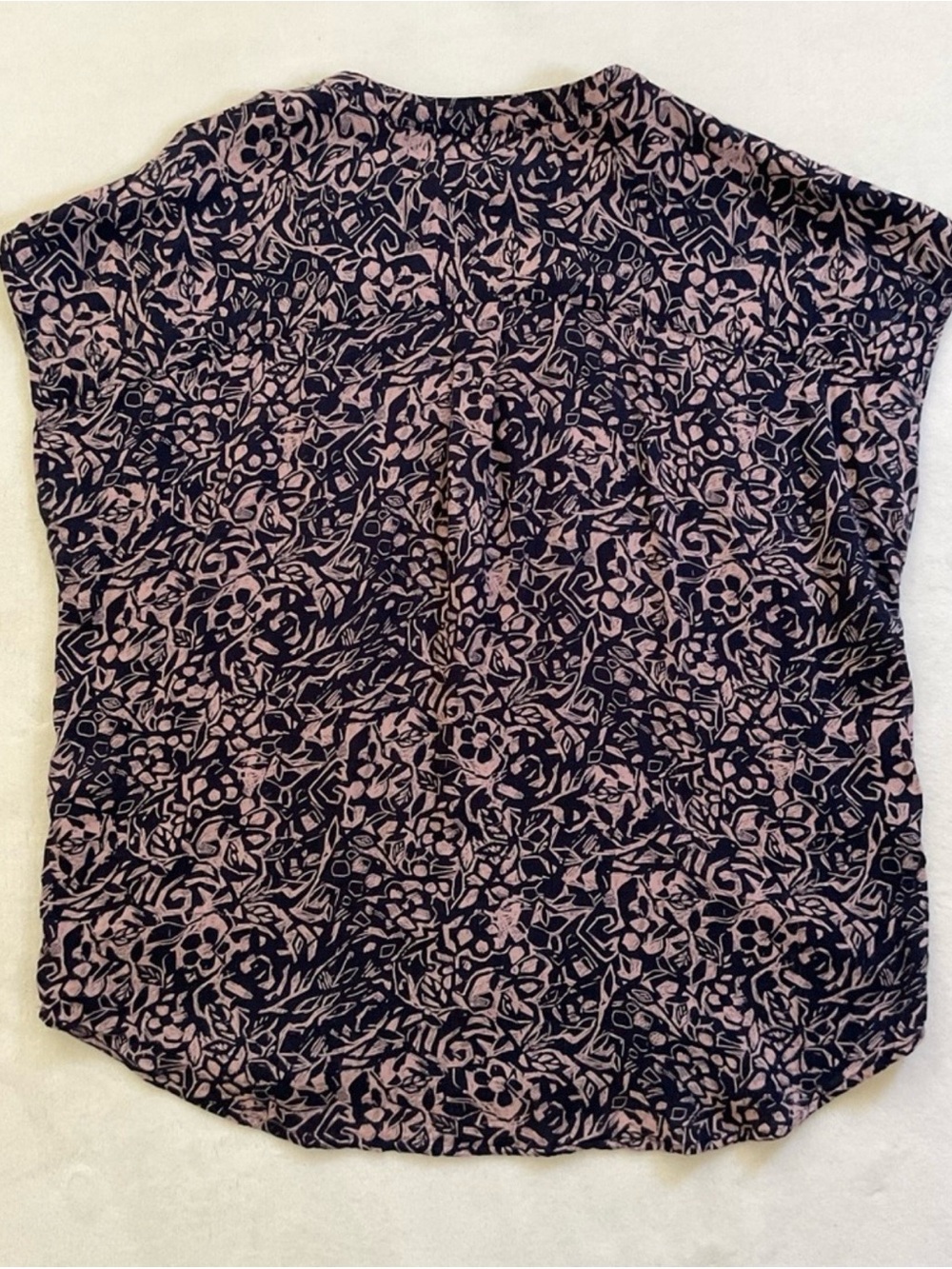 Treasure & Bond Floral Print Rayon Blouse Navy Blush Small - Picture 12 of 14